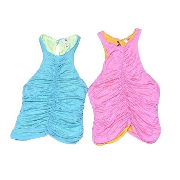 Pilcro Anthropologie NWT Reversible Halter  Tank Tops Ruched Sides XS/S Bundle o - Picture 2 of 3